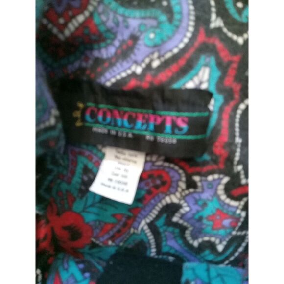 VTG Womens Floral All Over Print Button Up Long Sleeve Padded Shoulder Oriental - Picture 4 of 8